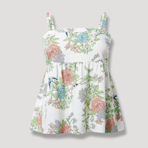 Torrid Babydoll Halter Tank Top Square Neck Challis Floral Print Multicolor- 2X - Picture 1 of 10